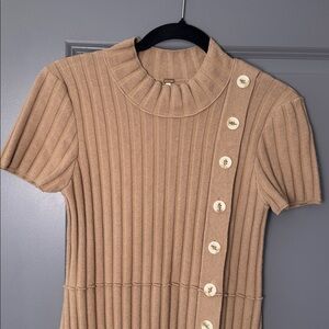 Free People Lottie Rib Knit Button Down Sweater Dress